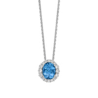 18K White Gold Pendant necklace with Aquamarine and Diamonds