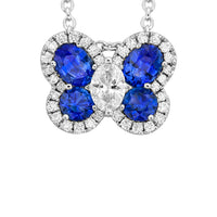 18K White Gold Sapphire and Diamond Butterfly Necklace