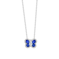 18K White Gold Sapphire and Diamond Butterfly Necklace