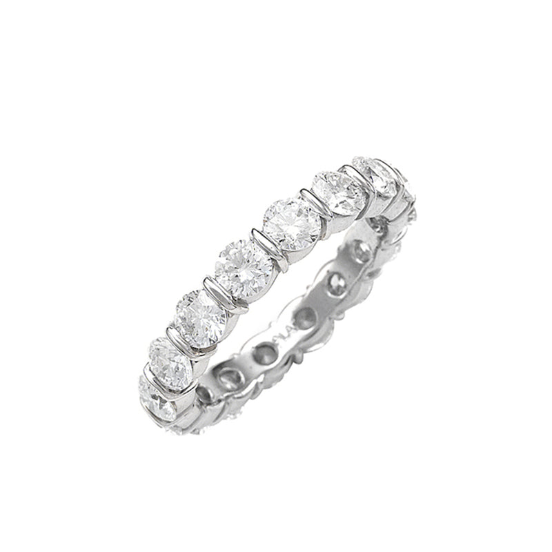 Platinum Bar Set Eternity Round Diamond Band
