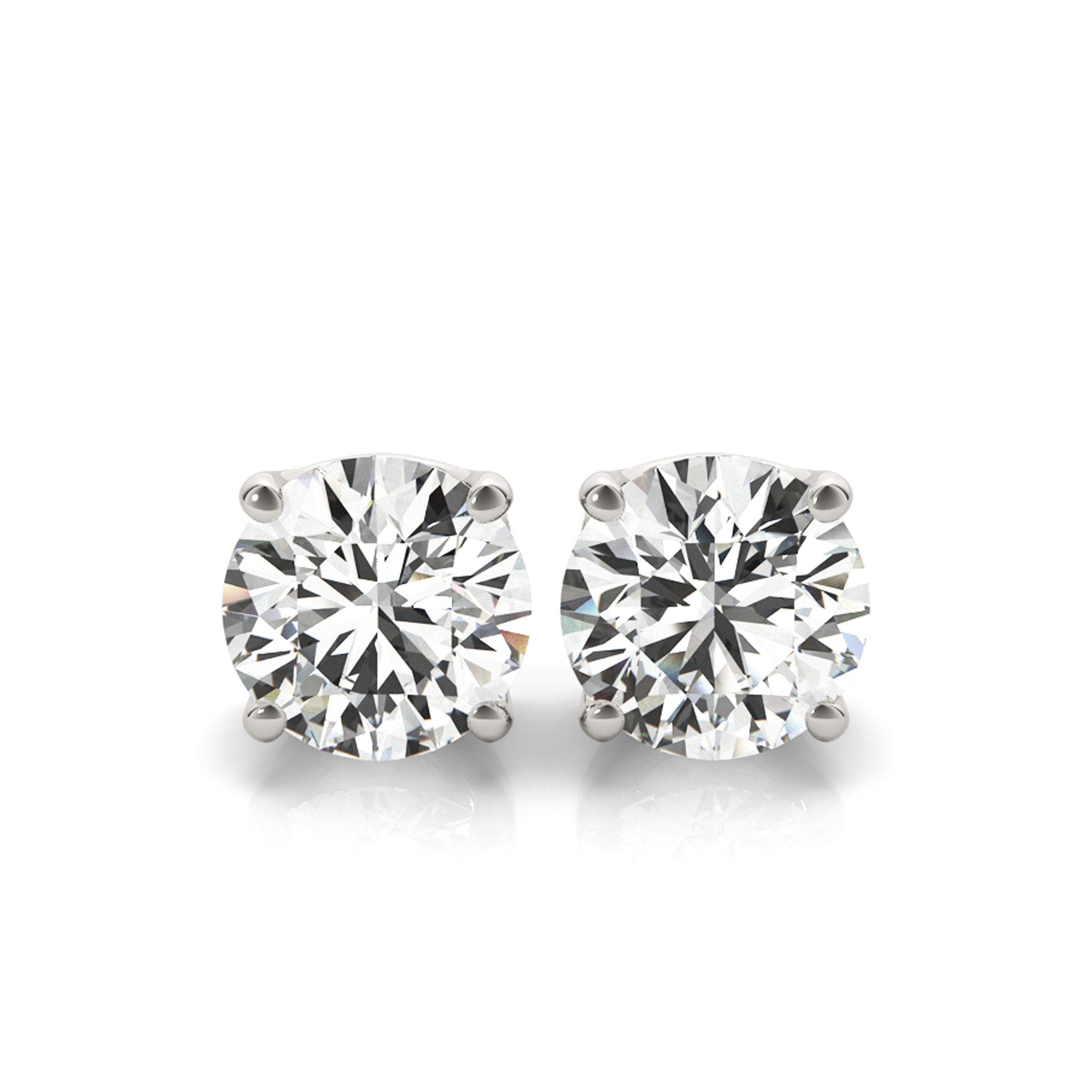 Platinum Four-Prong Martini Stud Earrings 2.00 Carats