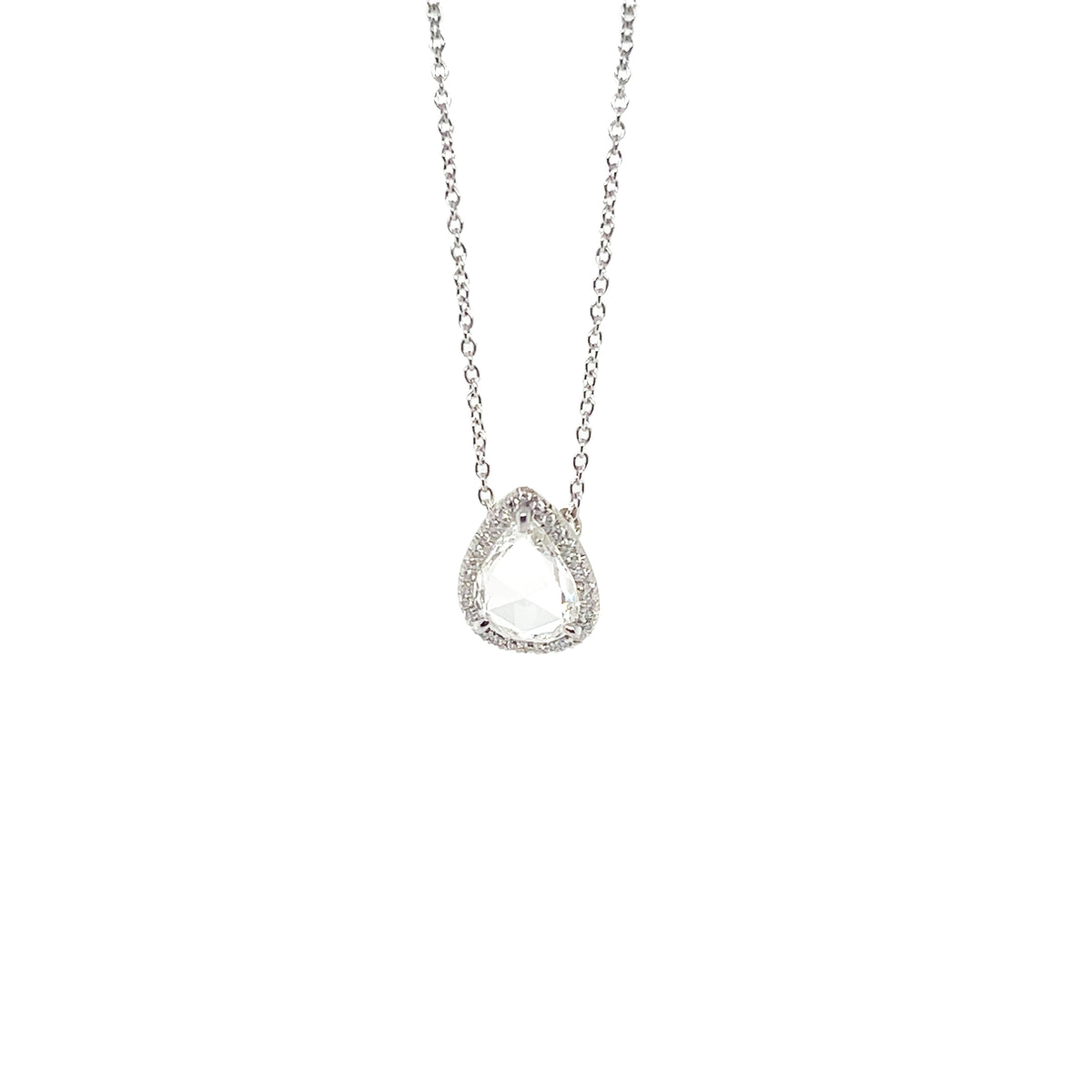 Platinum Pear Shaped Rose-Cut Slided Diamond Necklace img2