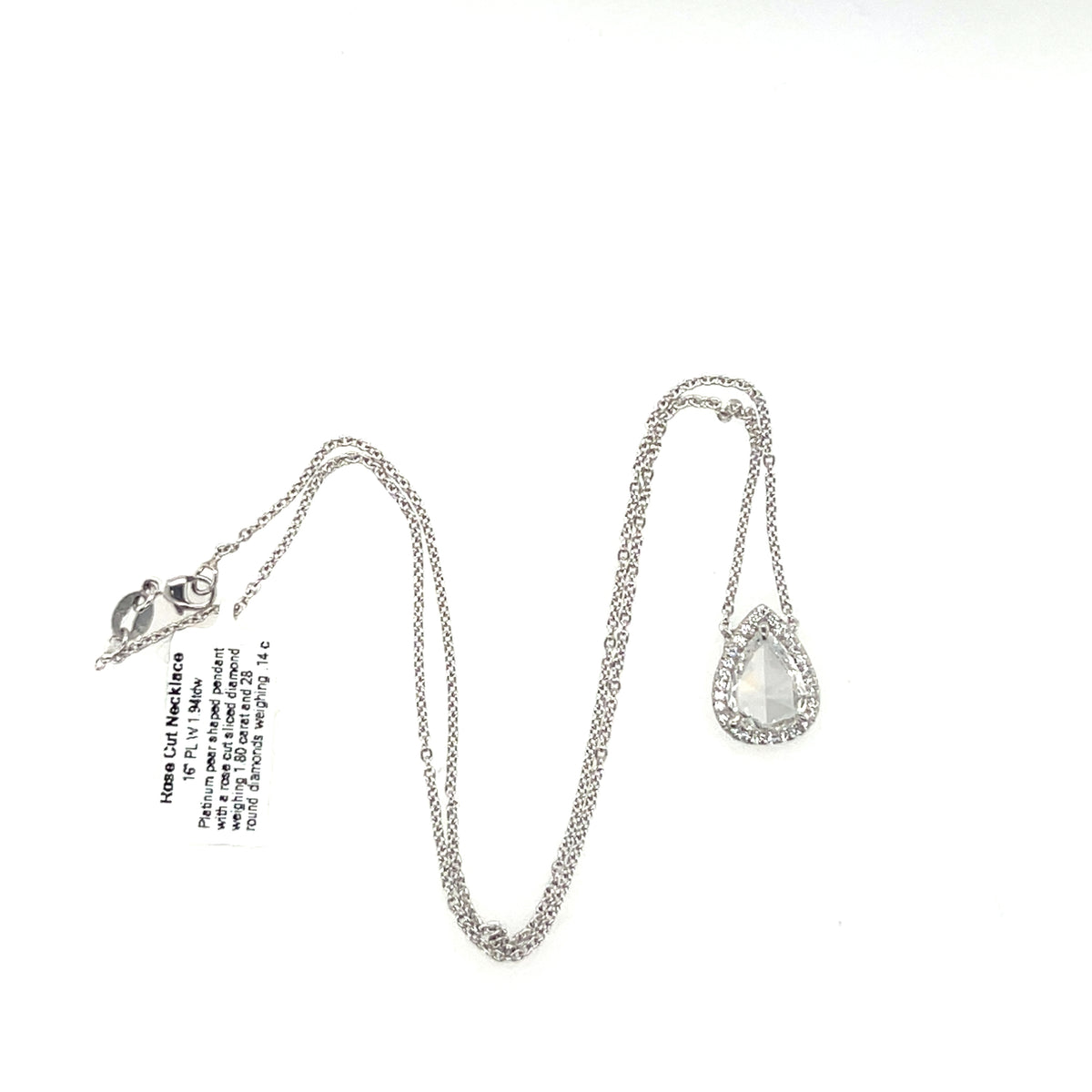 Platinum Pear Shaped Rose-Cut Slided Diamond Necklace img4