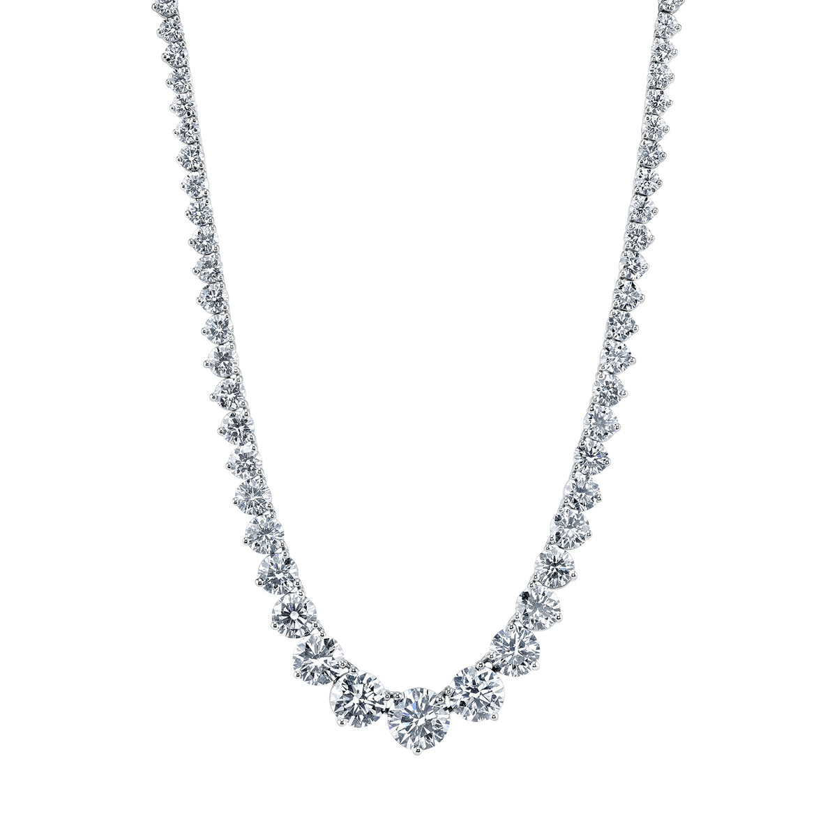 Platinum Riviera Diamond Tennis Necklace 12.75 Carats Total