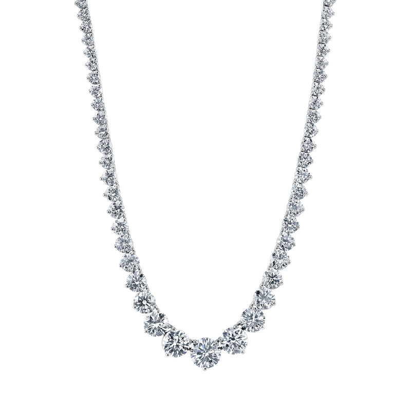 Platinum Riviera Diamond Tennis Necklace 12.75 Carats Total