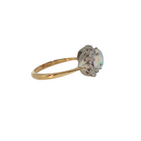 Pre-Owned 18K Yellow Gold 3 Oval Opals Halo Diamond Ring Image 3