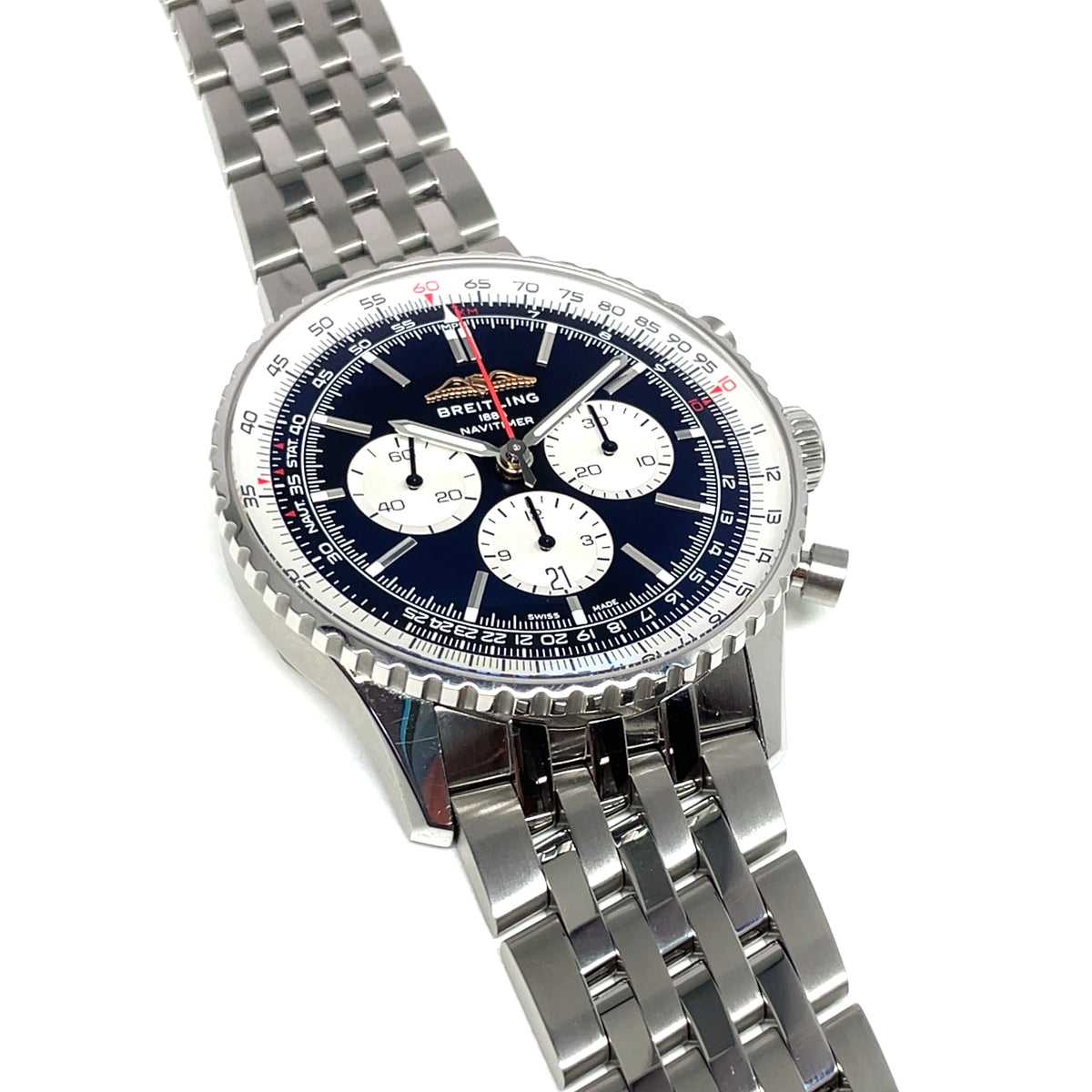 Pre-Owned Breitling Navitimer Chrono B01 46mm Reverse Panda Black Dial Watch AB0137 Image 6