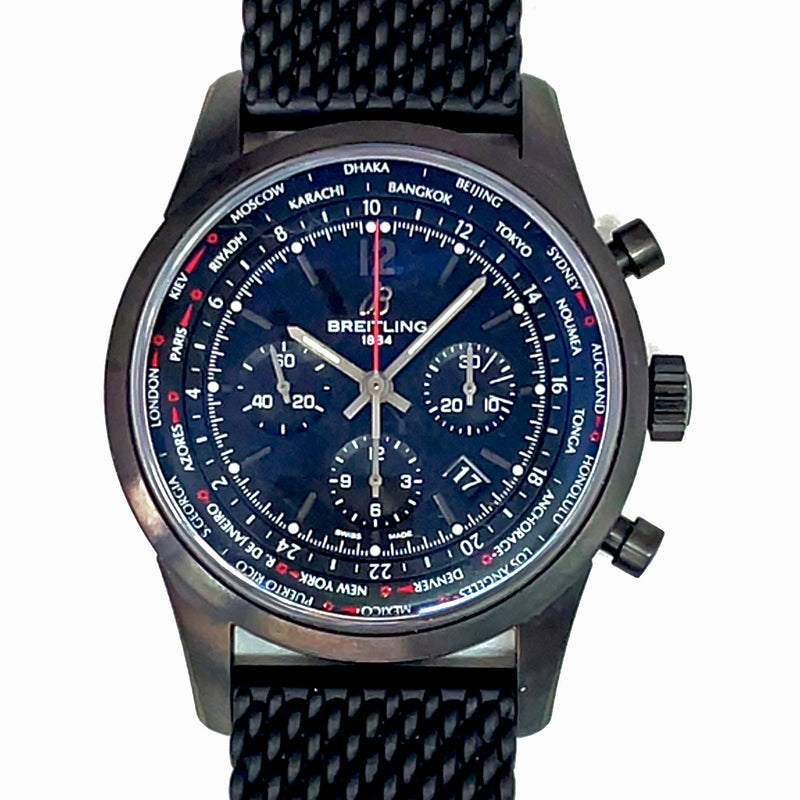 Pre-Owned Breitling Transocean Blacksteel Unitime Pilot 46mm Automatic Chrongraph Watch MB0510U6