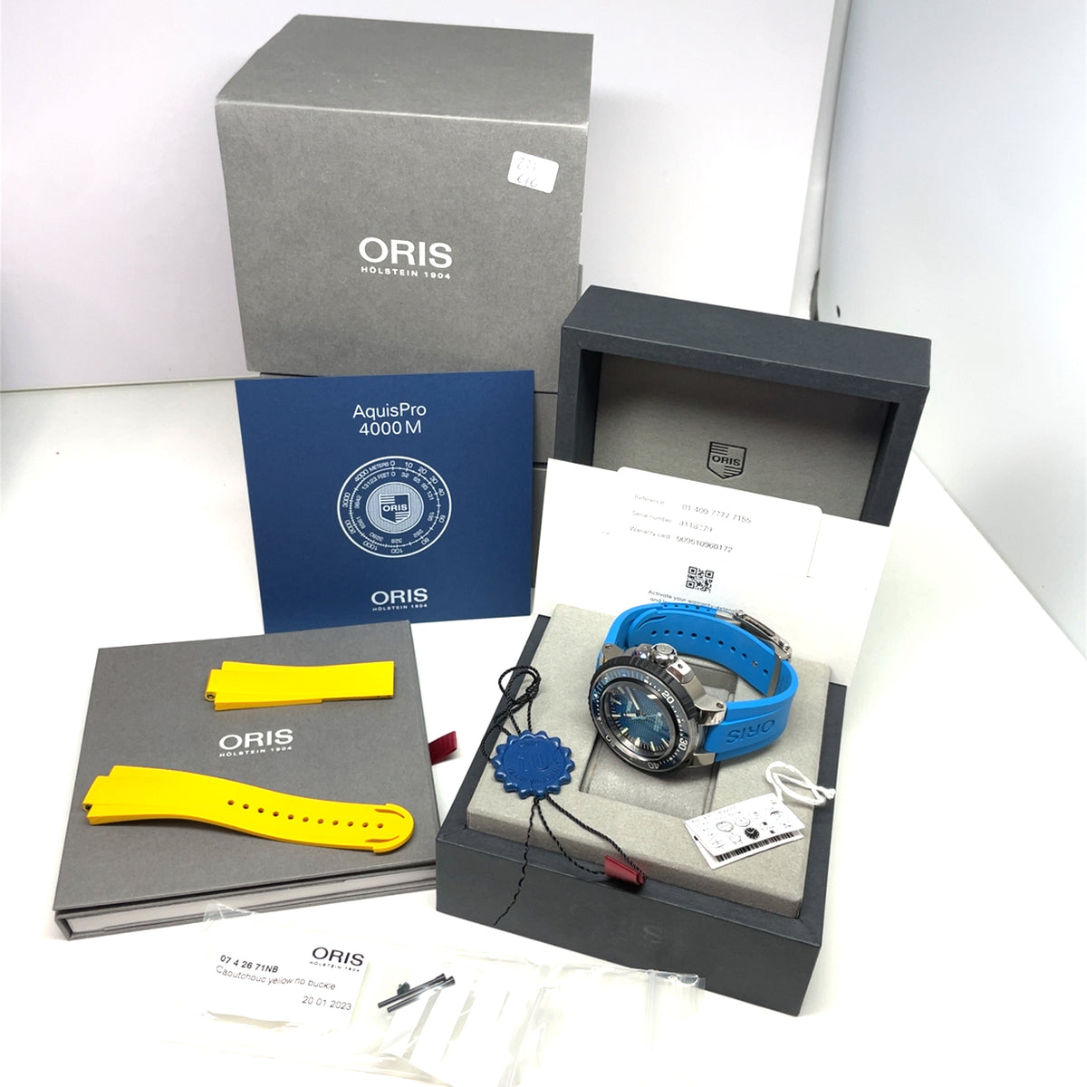 Pre-Owned Oris Aquis Pro 4000m 49.5mm Automatic Divers Titanium Blue Watch img4