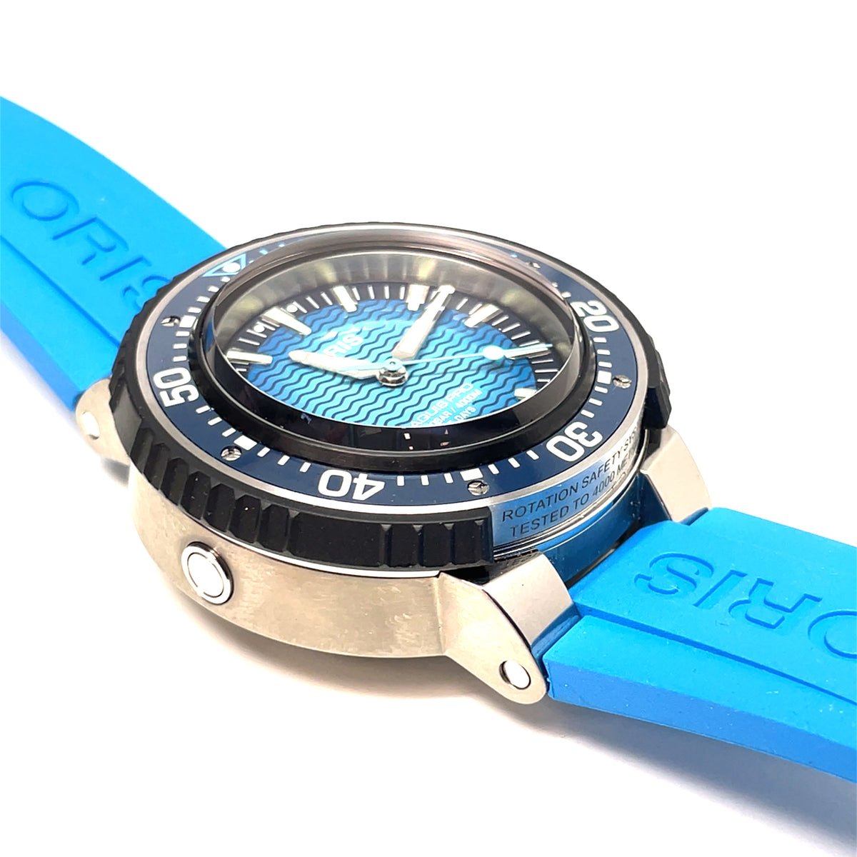 Pre-Owned Oris Aquis Pro 4000m 49.5mm Automatic Divers Titanium Blue Watch img5