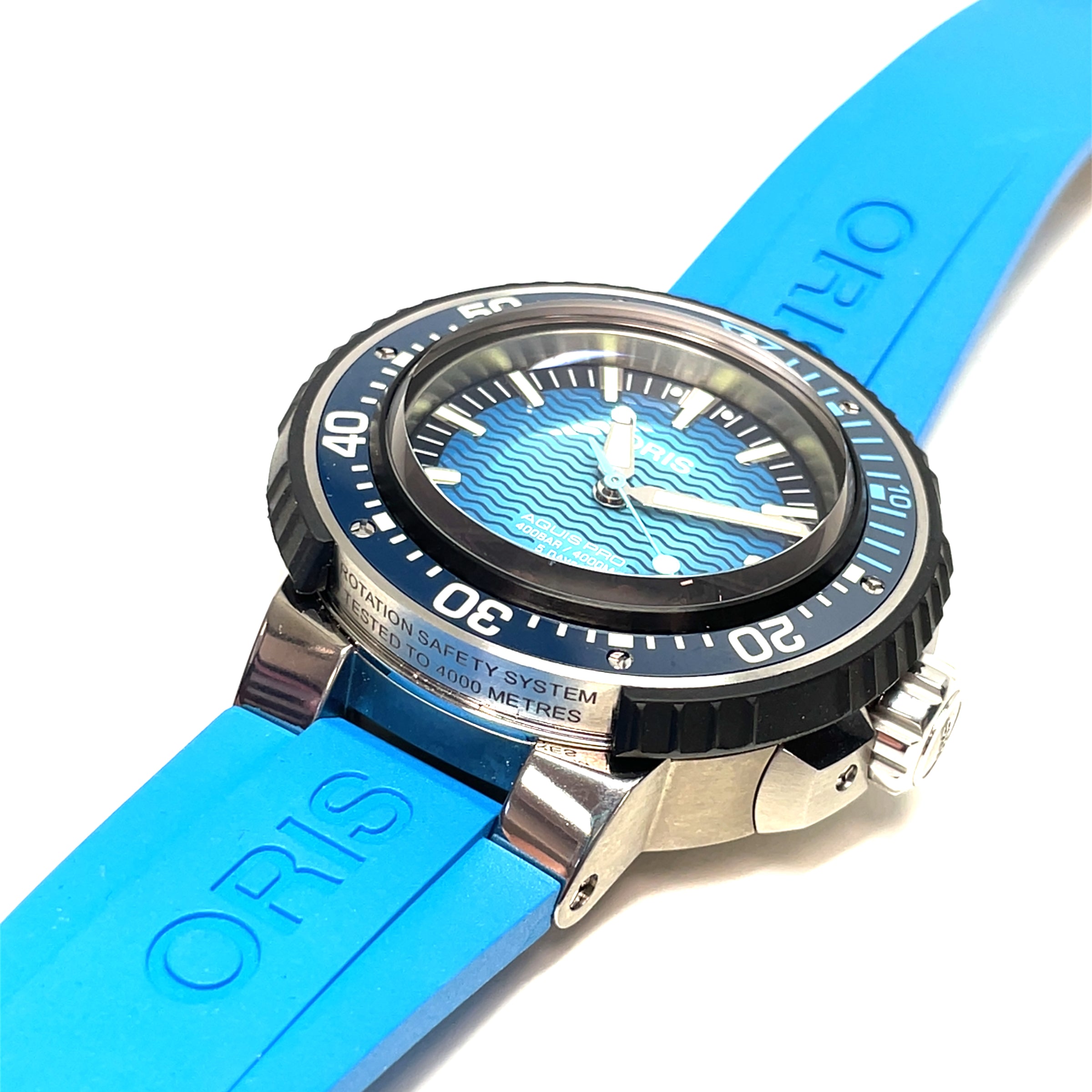 Pre-Owned Oris Aquis Pro 4000m 49.5mm Automatic Divers Titanium Blue Watch img6