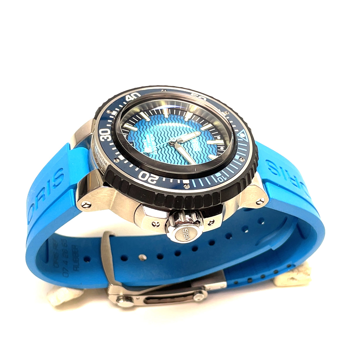 Pre-Owned Oris Aquis Pro 4000m 49.5mm Automatic Divers Titanium Blue Watch img9