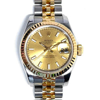 Pre-Owned Rolex Datejust 26mm Champagne Dial Gold Steel Watch 179173 img1
