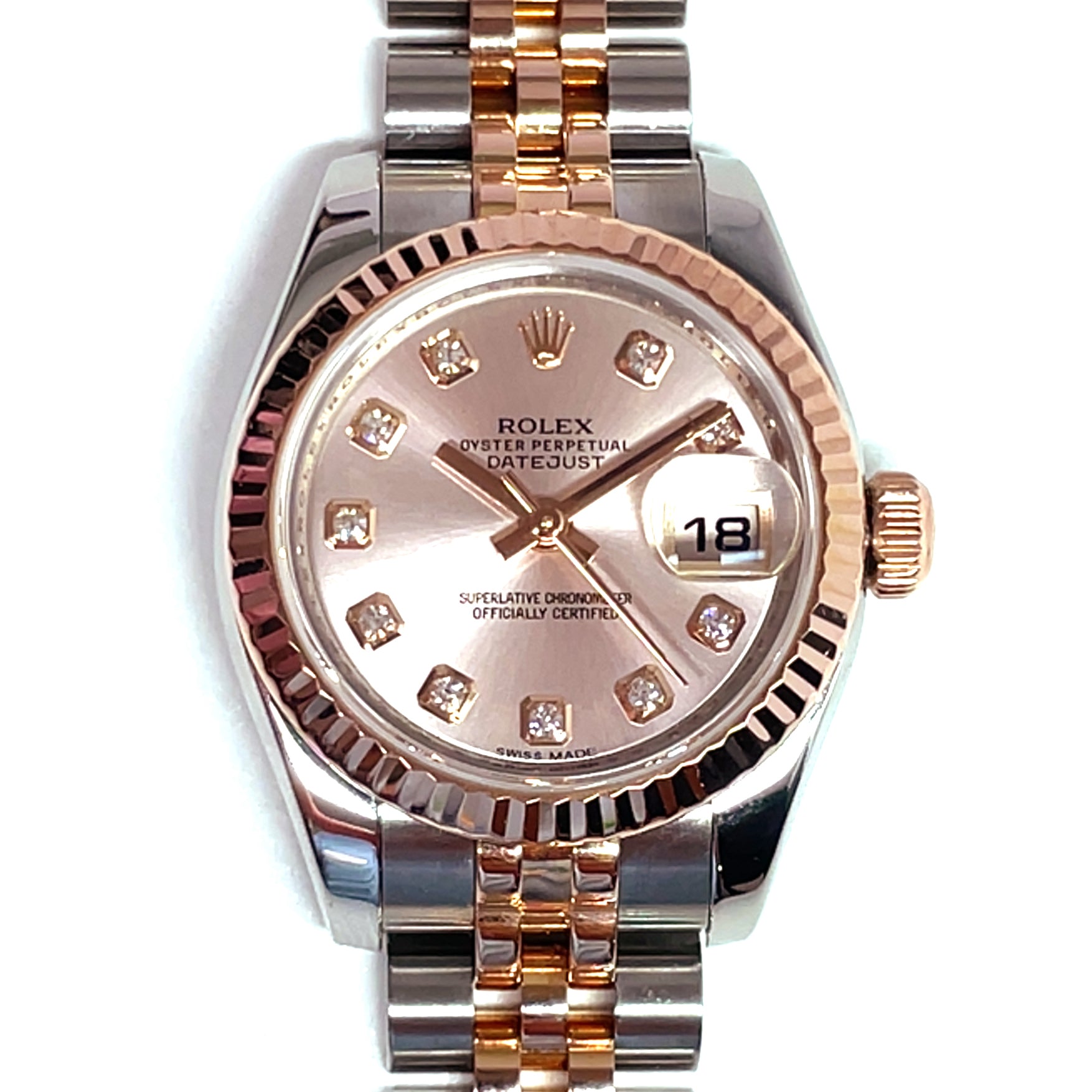 Pre-Owned Rolex Lady-Datejust 26mm Everose Two-Tone Diamond Dial Watch 179171 img1