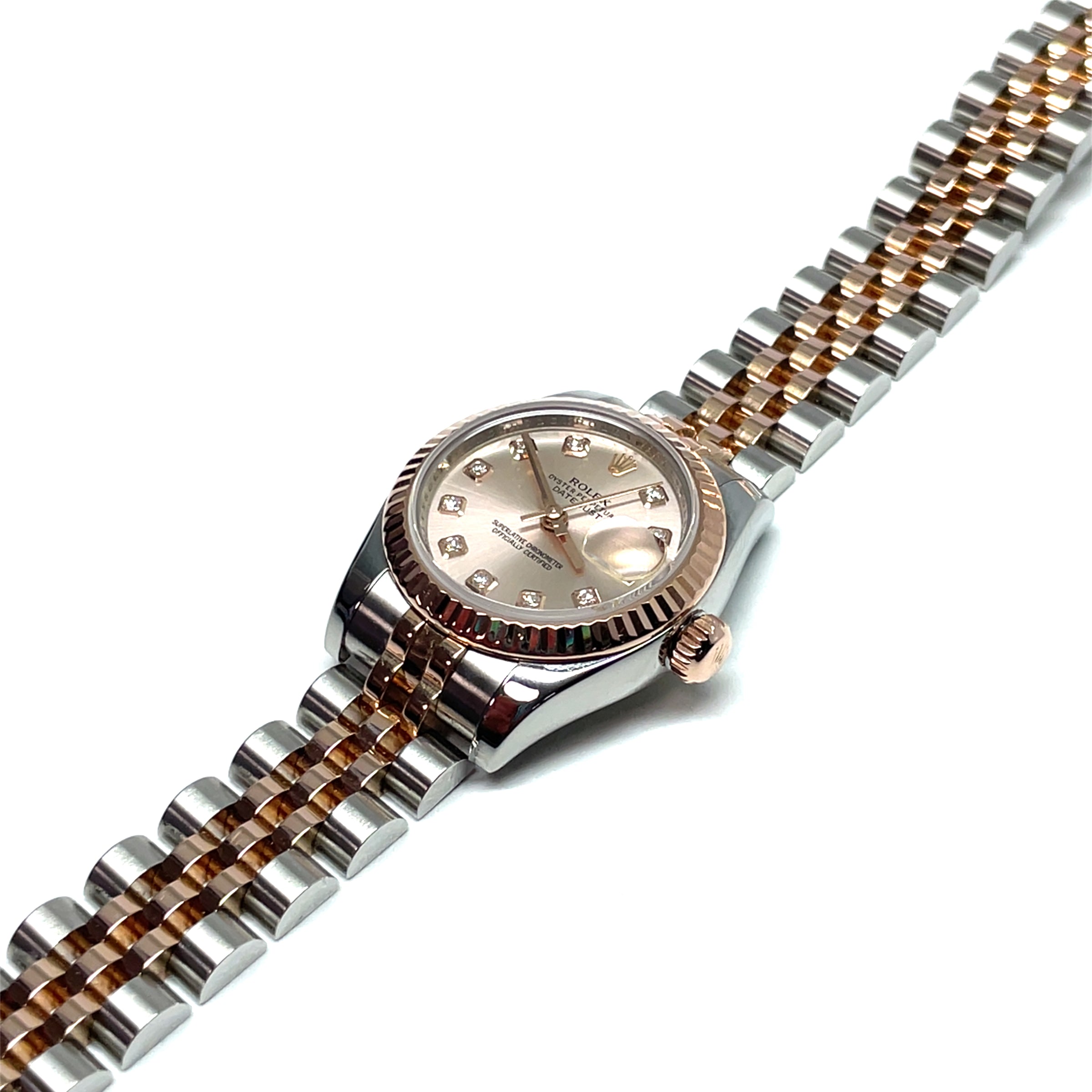 Pre-Owned Rolex Lady-Datejust 26mm Everose Two-Tone Diamond Dial Watch 179171 img2