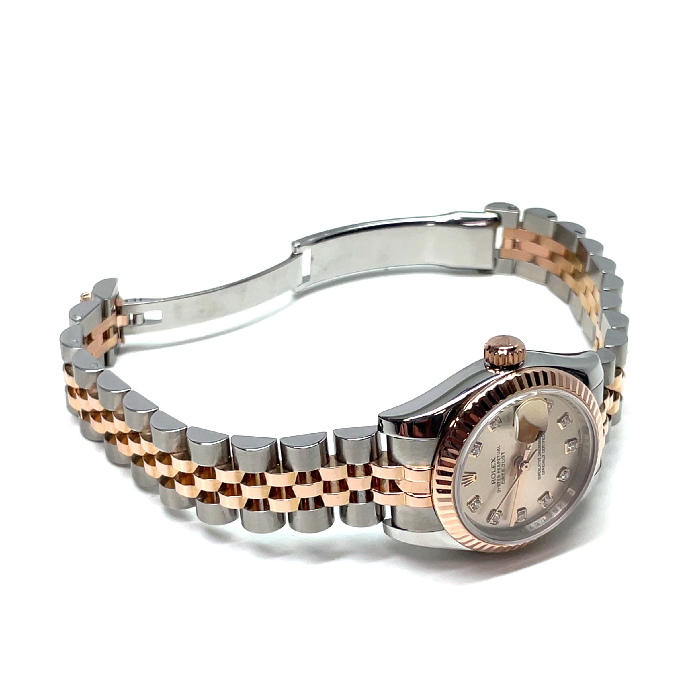 Pre-Owned Rolex Lady-Datejust 26mm Everose Two-Tone Diamond Dial Watch 179171 img8
