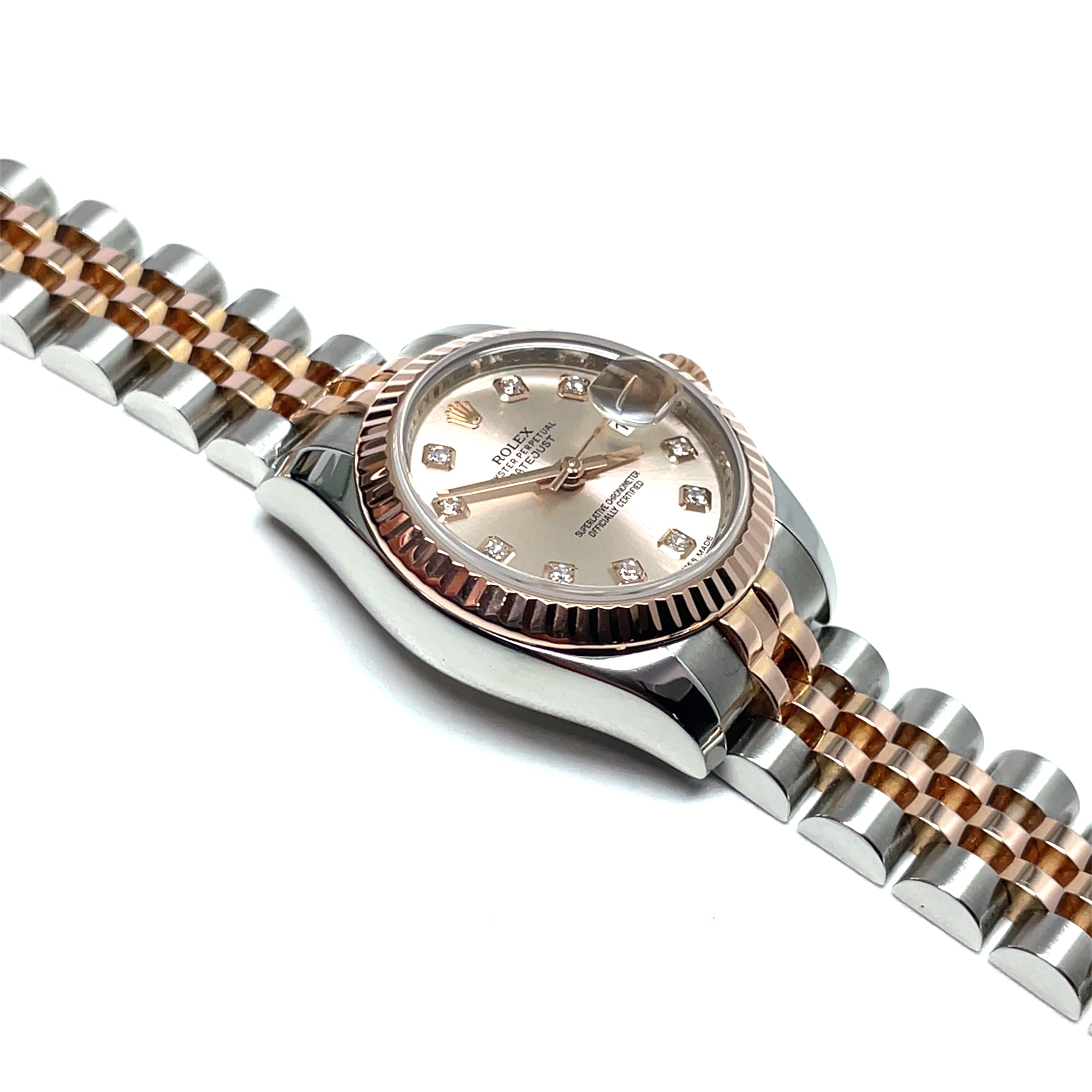 Pre-Owned Rolex Lady-Datejust 26mm Everose Two-Tone Diamond Dial Watch 179171 img9