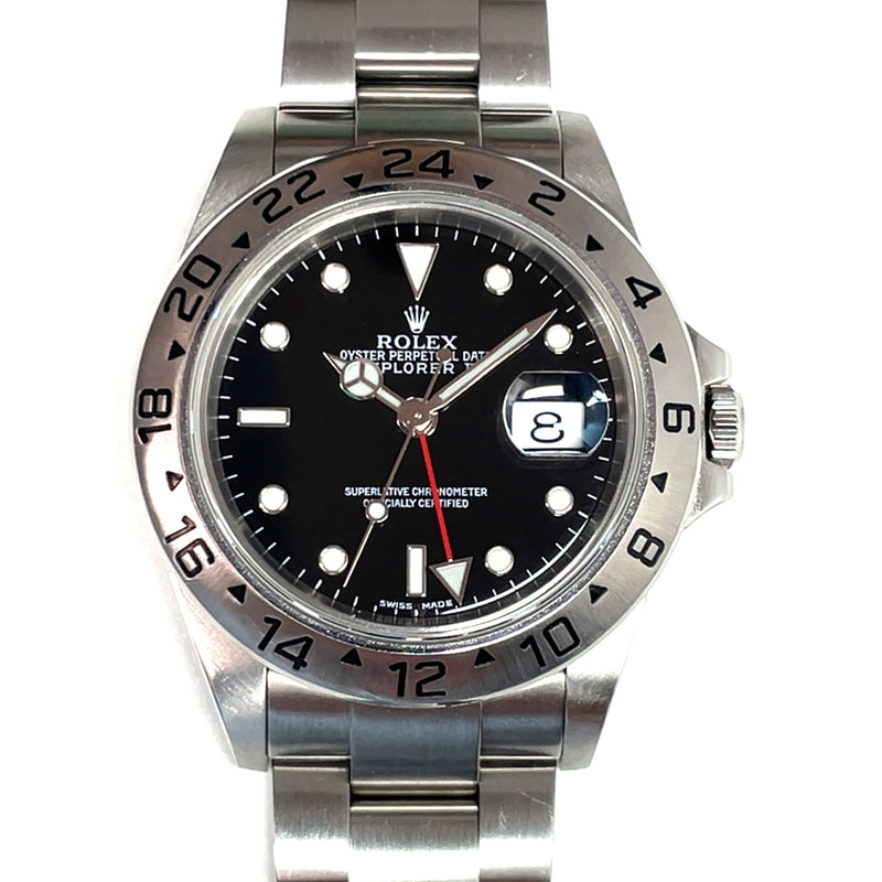 Pre-Owned Rolex Oyster Explorer II Automatic Black Dial GMT Watch 2004 40mm img1