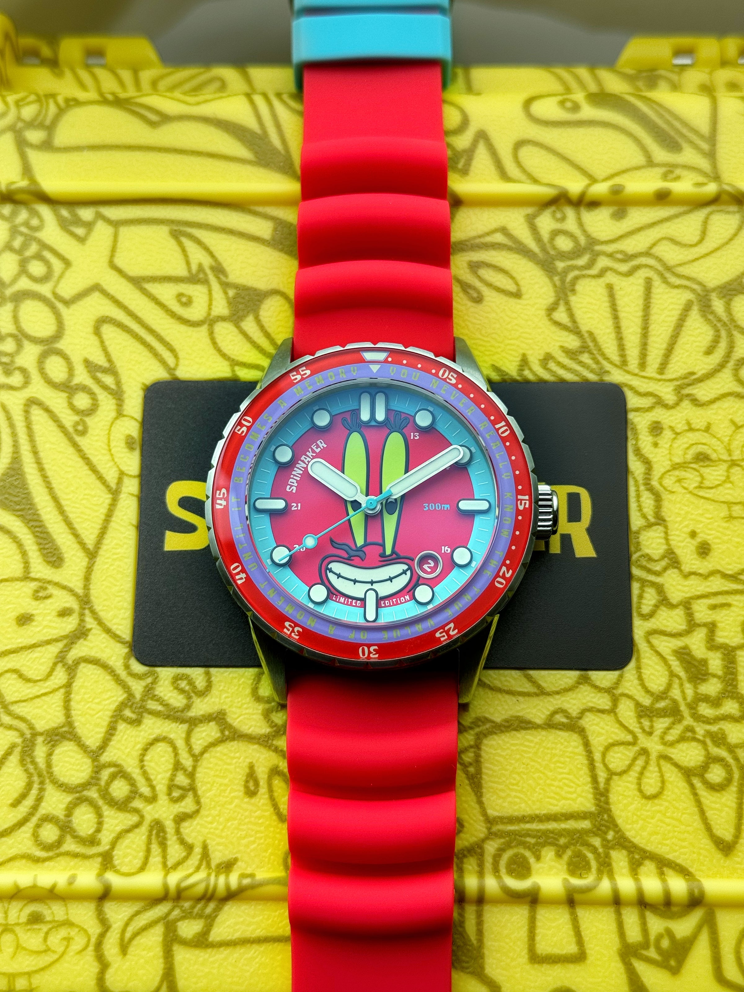 Pre-Owned Spinnaker Hass Automatic Spongebob Squarepants 25th LE in Mr Krabs Red Watch img2