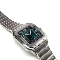 Pre- Owned Santos de Cartier Green Dial Mechanical Movement Watch WSSA0062 img6