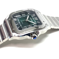 Pre- Owned Santos de Cartier Green Dial Mechanical Movement Watch WSSA0062 img8