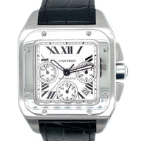 Pre-owned Cartier Santos 100-XL chronographW20090X8 Silver 42mm Watch img1