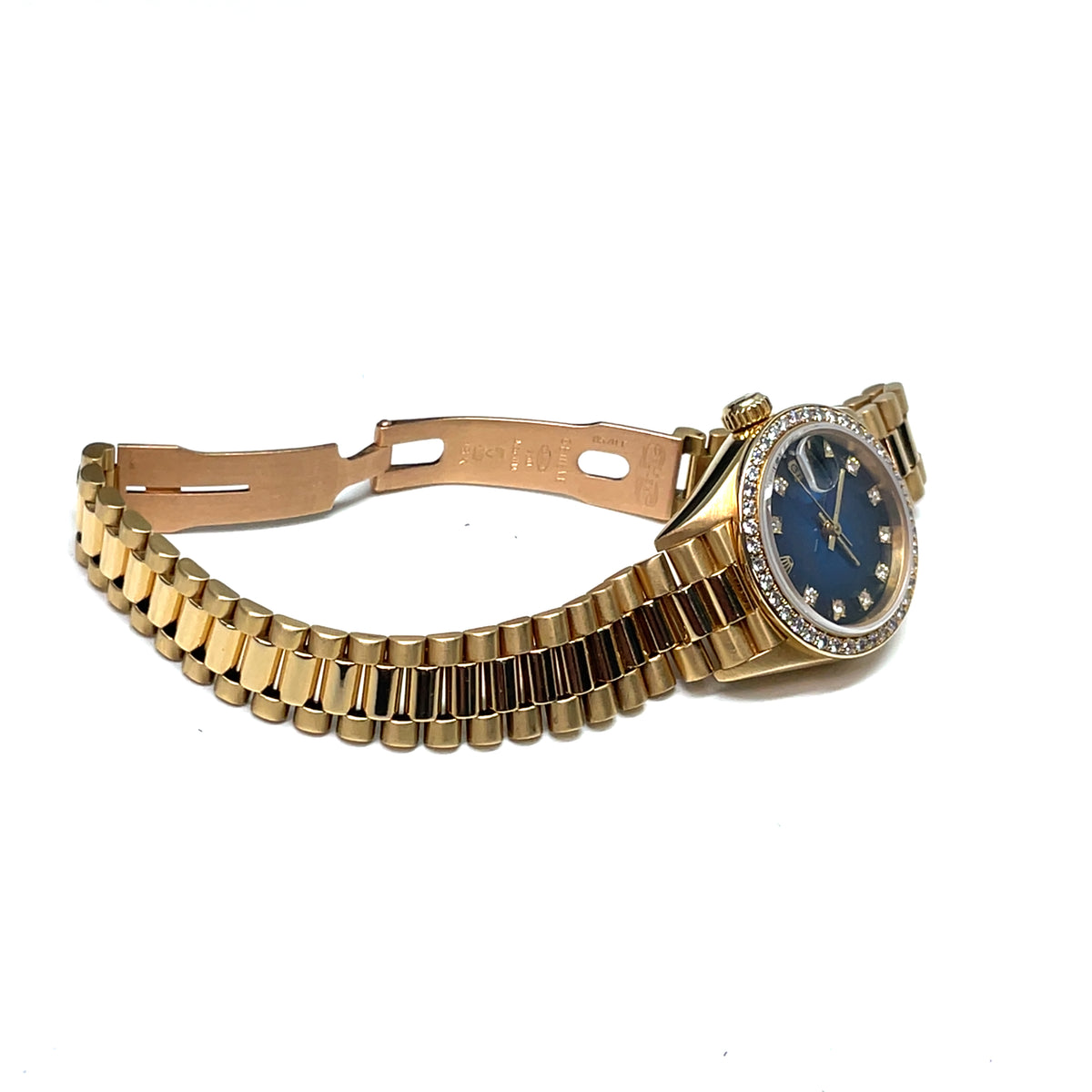 Pre-owned Rolex Datejust 69138 Diamond Bezel Blue Vignette Dial Ladies Watch 26mm Image 4