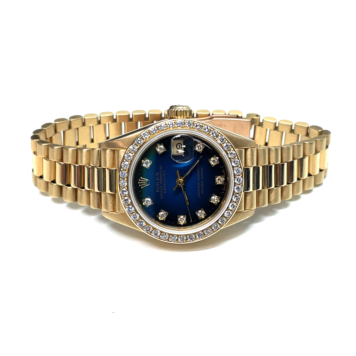 Pre-owned Rolex Datejust 69138 Diamond Bezel Blue Vignette Dial Ladies Watch 26mm Image 7