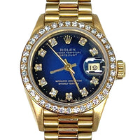 Pre-owned Rolex Datejust 69138 Diamond Bezel Blue Vignette Dial Ladies Watch img1