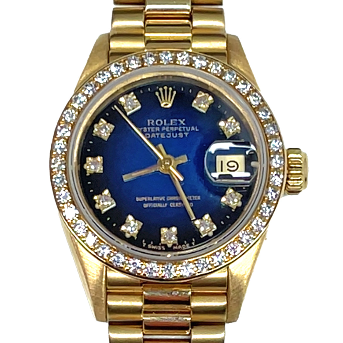 Pre-owned Rolex Datejust 69138 Diamond Bezel Blue Vignette Dial Ladies Watch img1