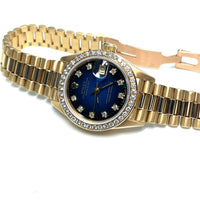 Pre-owned Rolex Datejust 69138 Diamond Bezel Blue Vignette Dial Ladies Watch img11