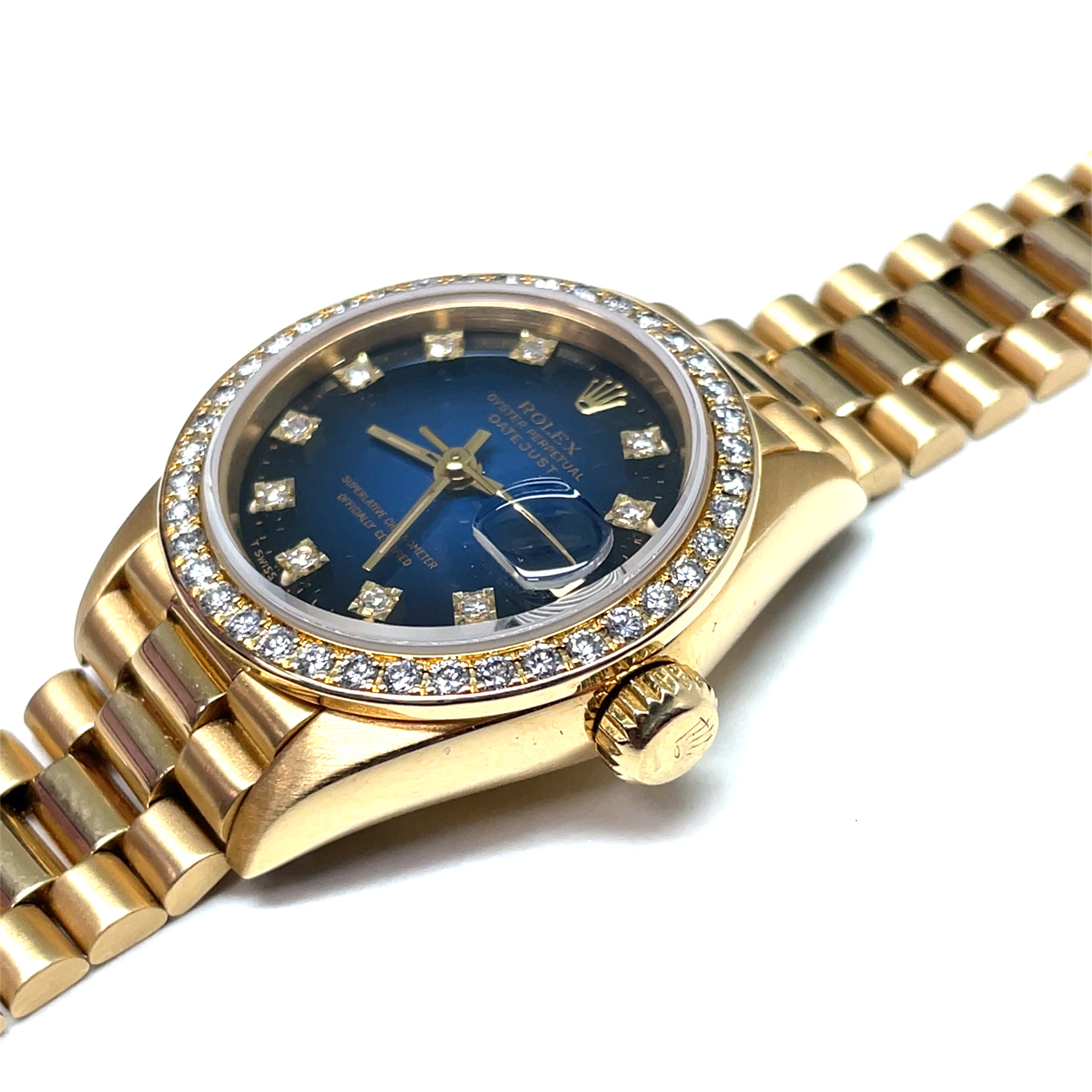 Pre-owned Rolex Datejust 69138 Diamond Bezel Blue Vignette Dial Ladies Watch img2
