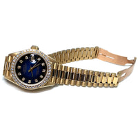 Pre-owned Rolex Datejust 69138 Diamond Bezel Blue Vignette Dial Ladies Watch img4