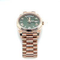 Pre-owned Rolex Day-Date Olive Green 40mm Oyster President Everose Gold img4