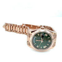 Pre-owned Rolex Day-Date Olive Green 40mm Oyster President Everose Gold img6
