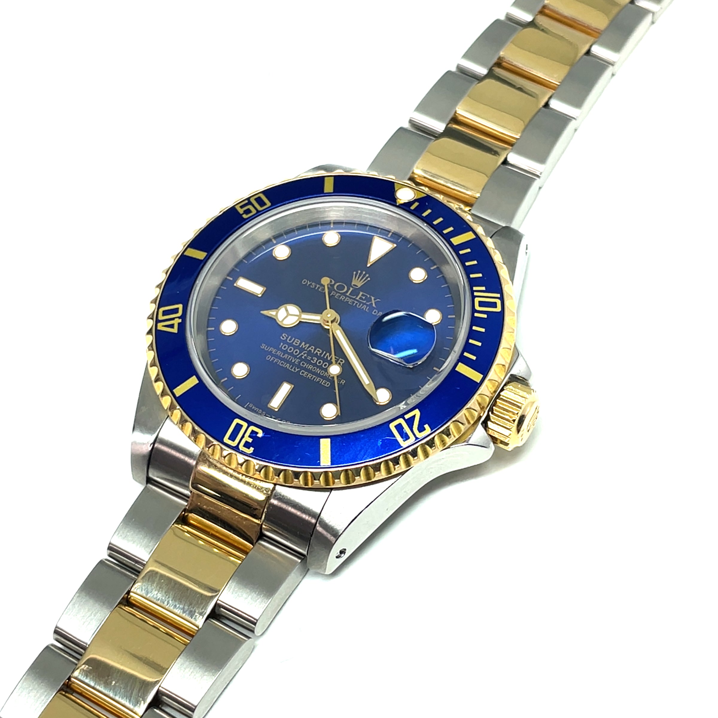 Pre-owned Rolex Oyster Perpetual Submariner Blue Dial Date16613 Mens Watch img3