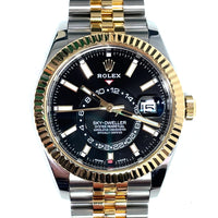 Pre-owned Rolex Sky Dweller 18K Steel Black Dial Jubilee Bracelet img1
