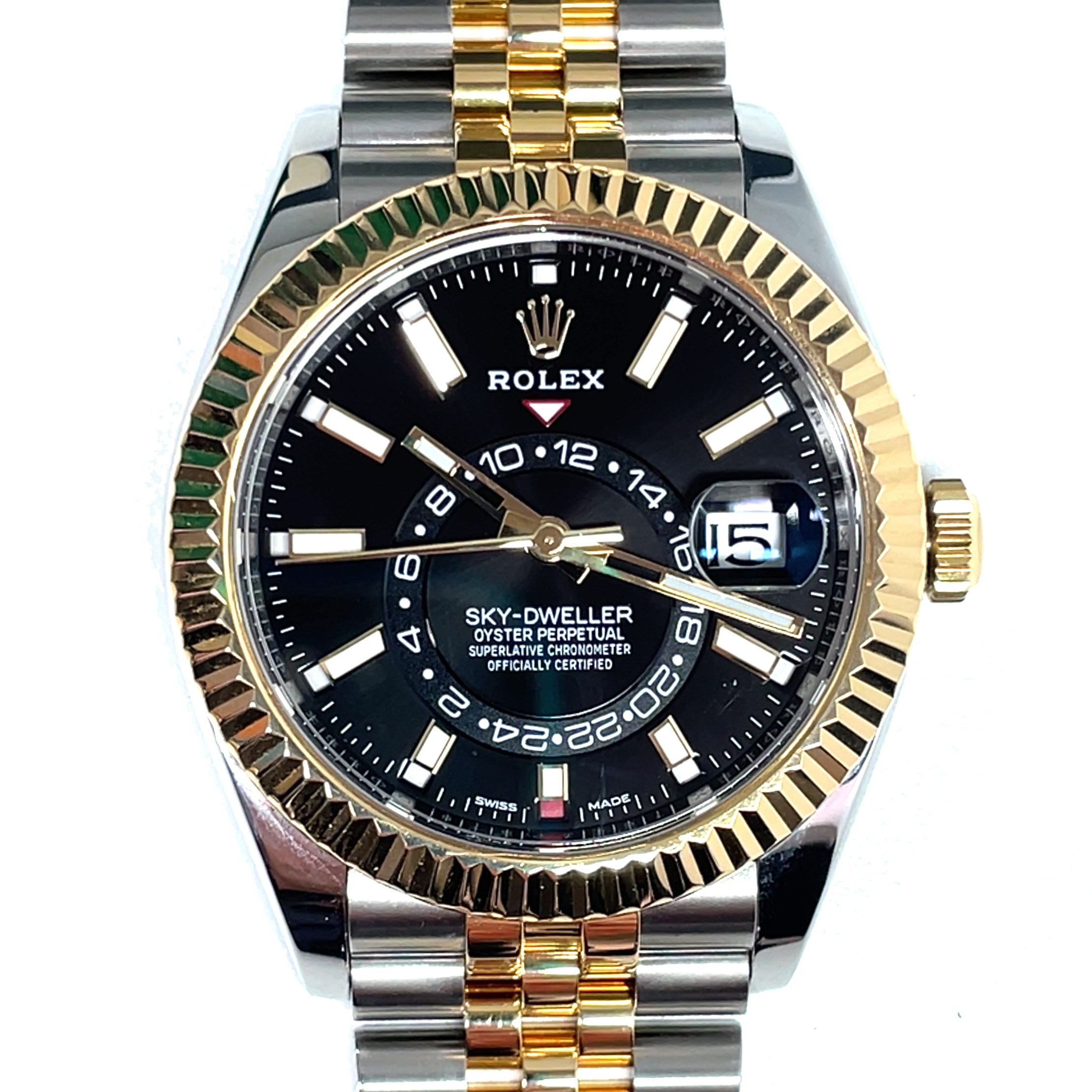 Pre-owned Rolex Sky Dweller 18K Steel Black Dial Jubilee Bracelet img1