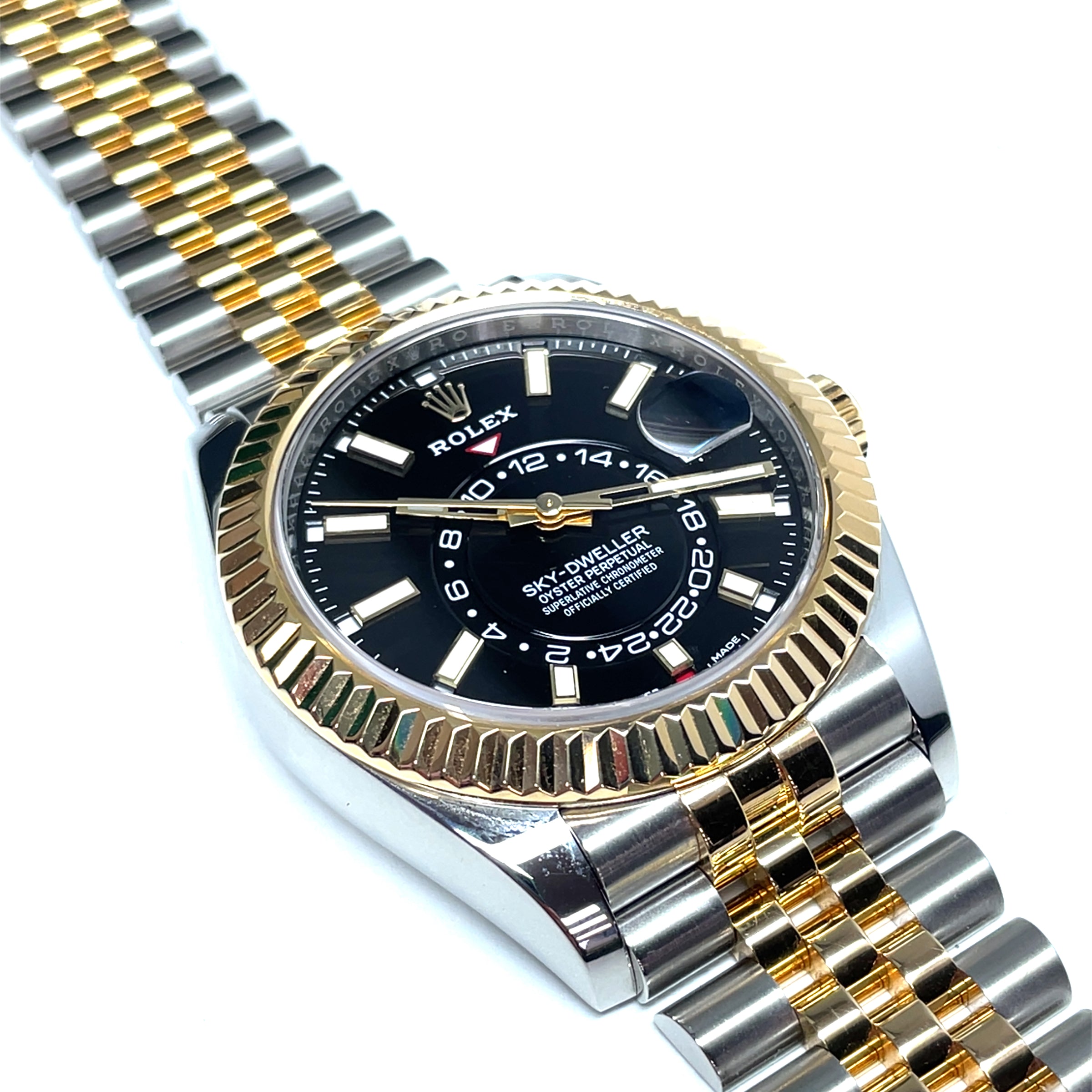 Pre-owned Rolex Sky Dweller 18K Steel Black Dial Jubilee Bracelet img6