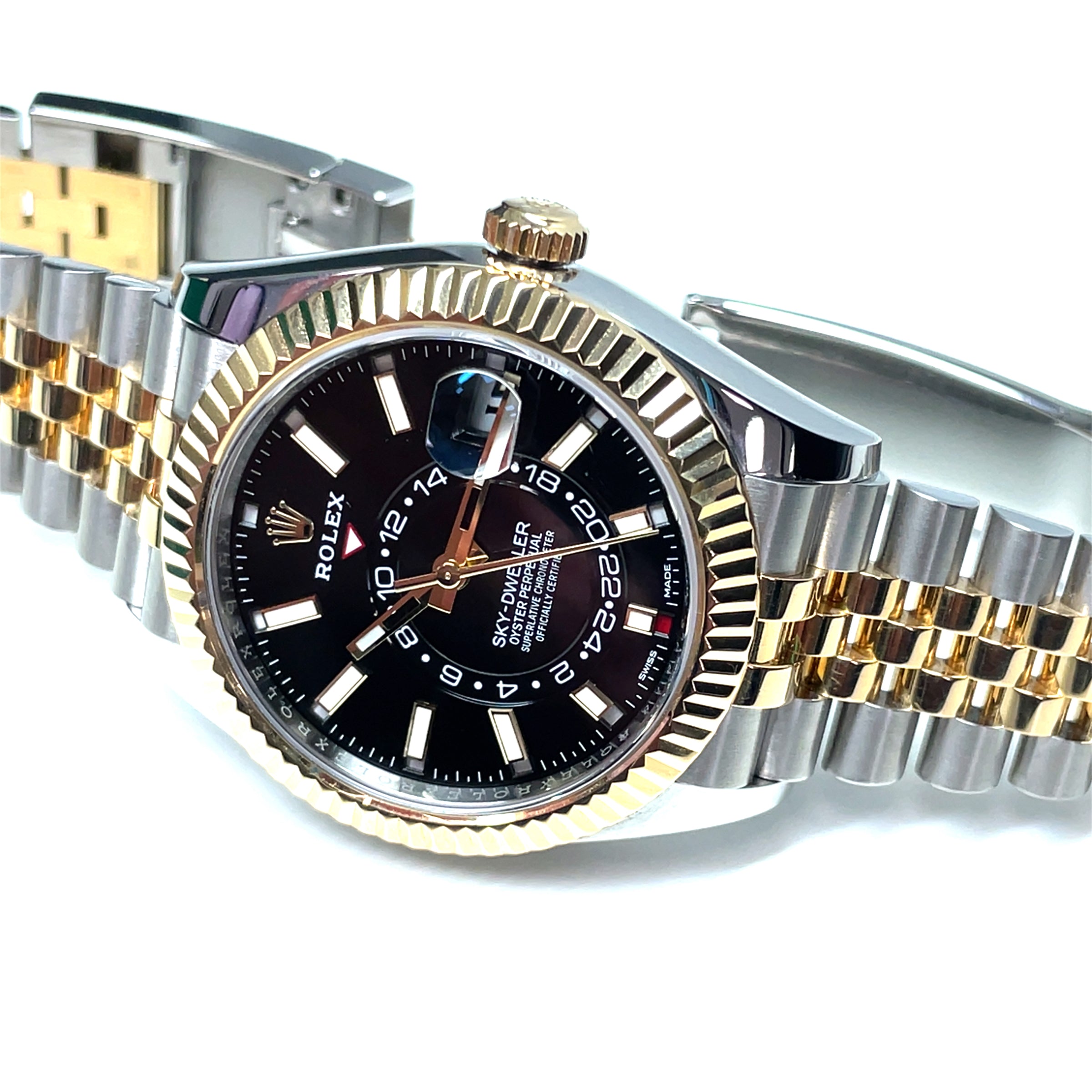 Pre-owned Rolex Sky Dweller 18K Steel Black Dial Jubilee Bracelet img8