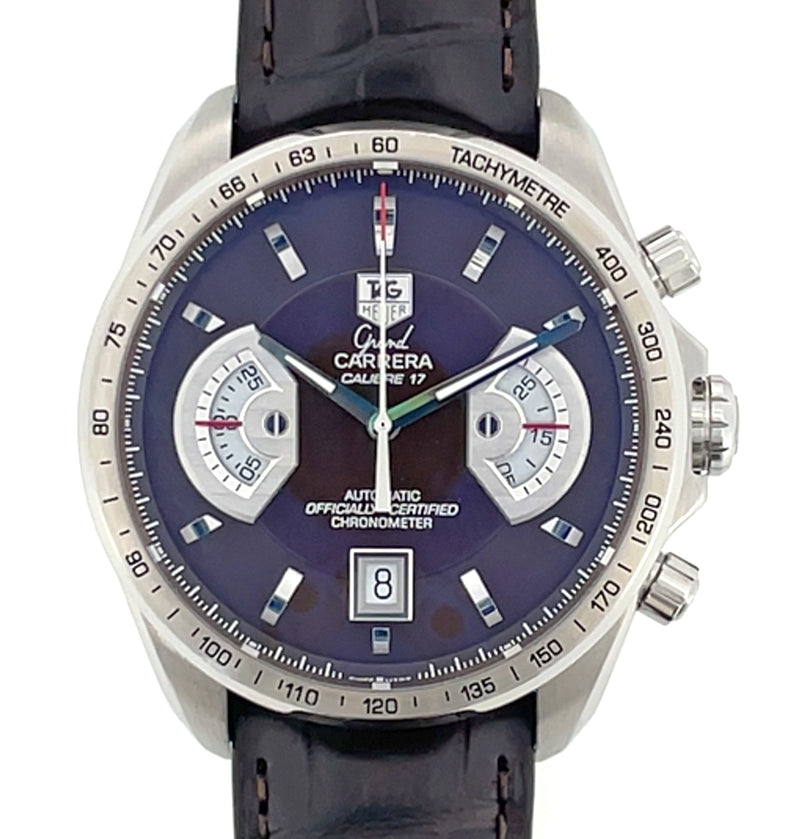 Pre-owned Tag Heuer Grand Carrera Cal. 17 Brown Chronograph 43mm Watch CAV511E.FC6231