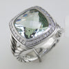 Pre-owned David Yurman Albion Prasiolite 11MM Ring with Diamonds, Split Shank