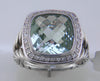 Pre-owned David Yurman Albion Prasiolite 11MM Ring with Diamonds, Split Shank