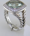 Pre-owned David Yurman Albion Prasiolite 11MM Ring with Diamonds, Split Shank