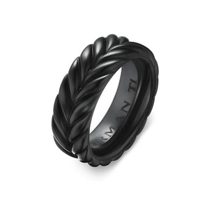 David Yurman Gents Chevron Band Ring in Black Titanium, 9mm