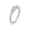 DY Petite Buckle Ring in Sterling Silver and Diamonds, 2mm