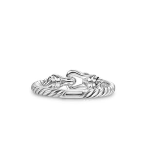 DY Petite Buckle Ring in Sterling Silver and Diamonds, 2mm