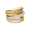 David Yurman Pave Crossover Five Row Ring in 18K Yellow Gold with Diamonds, 17.7mm