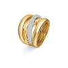 David Yurman Pave Crossover Five Row Ring in 18K Yellow Gold with Diamonds, 17.7mm