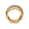 David Yurman Pave Crossover Five Row Ring in 18K Yellow Gold with Diamonds, 17.7mm